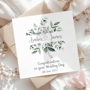 Personalised Sage Floral Wedding Card