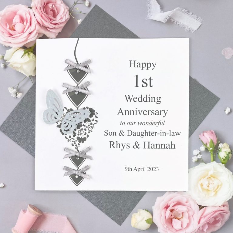 Handmade 1st Wedding Anniversary Card ‘Heart Chain’