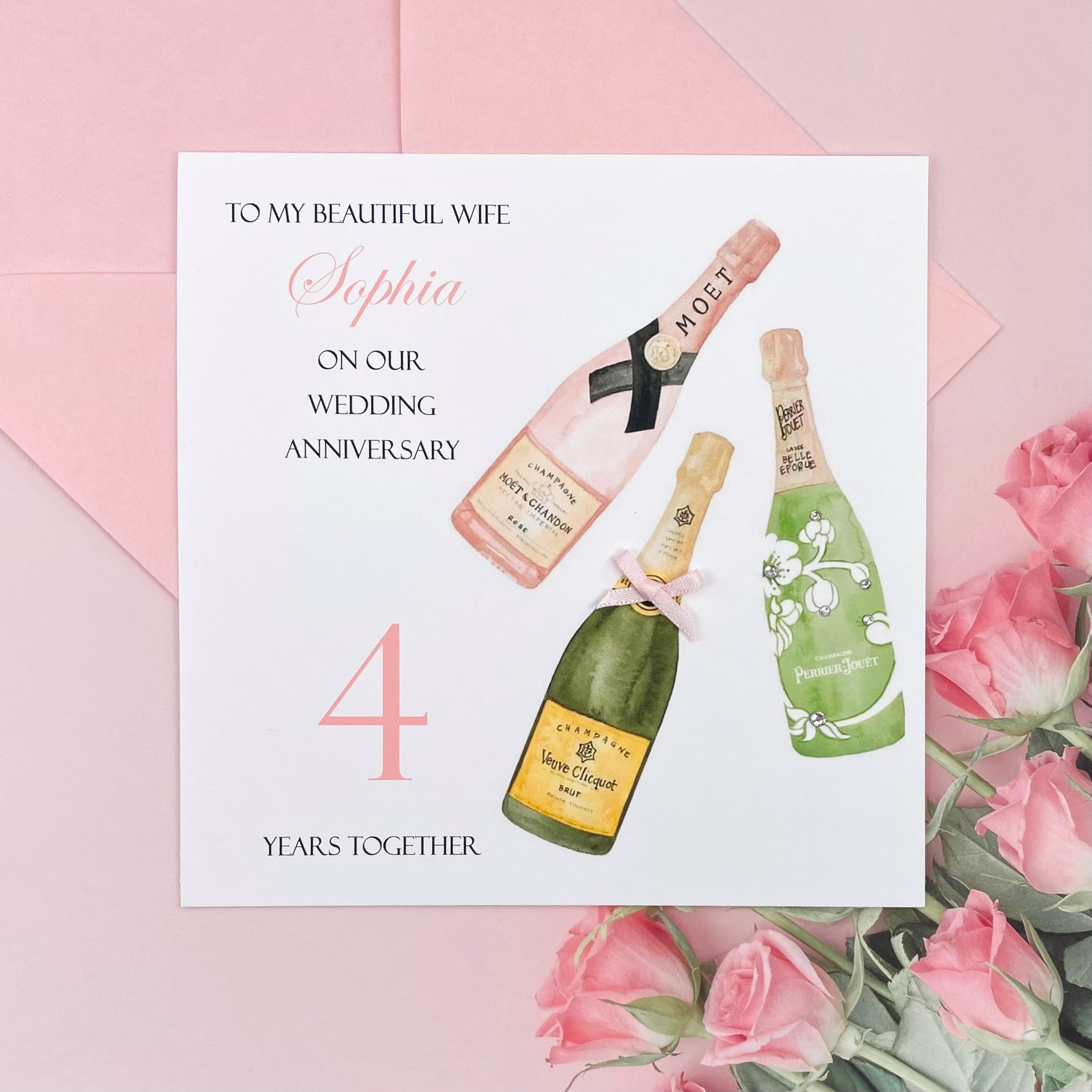 Handmade Wedding Anniversary Card Veuve Clicquot Champagne Card