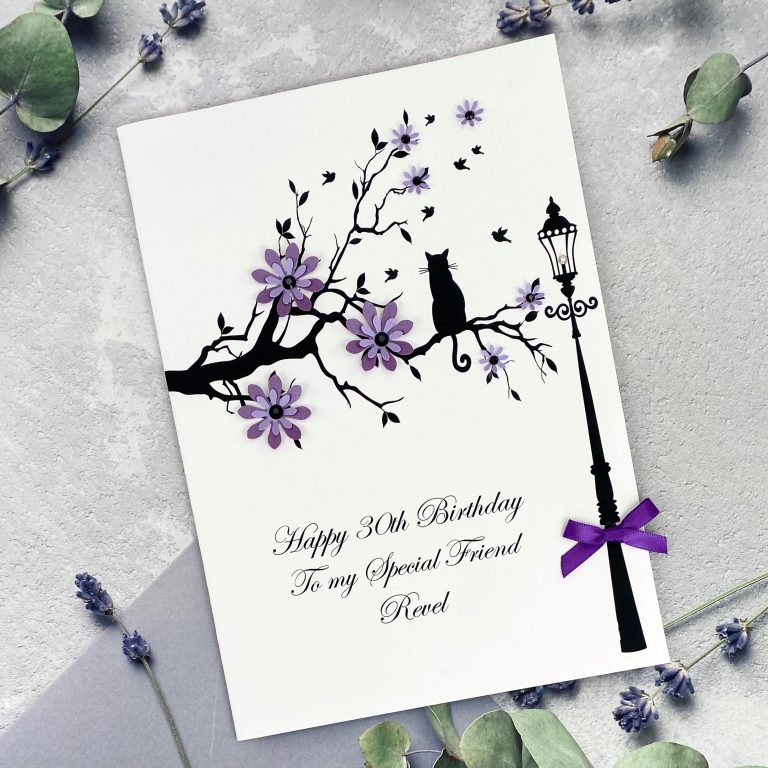 Handmade Birthday Card ‘Cat in Branch’