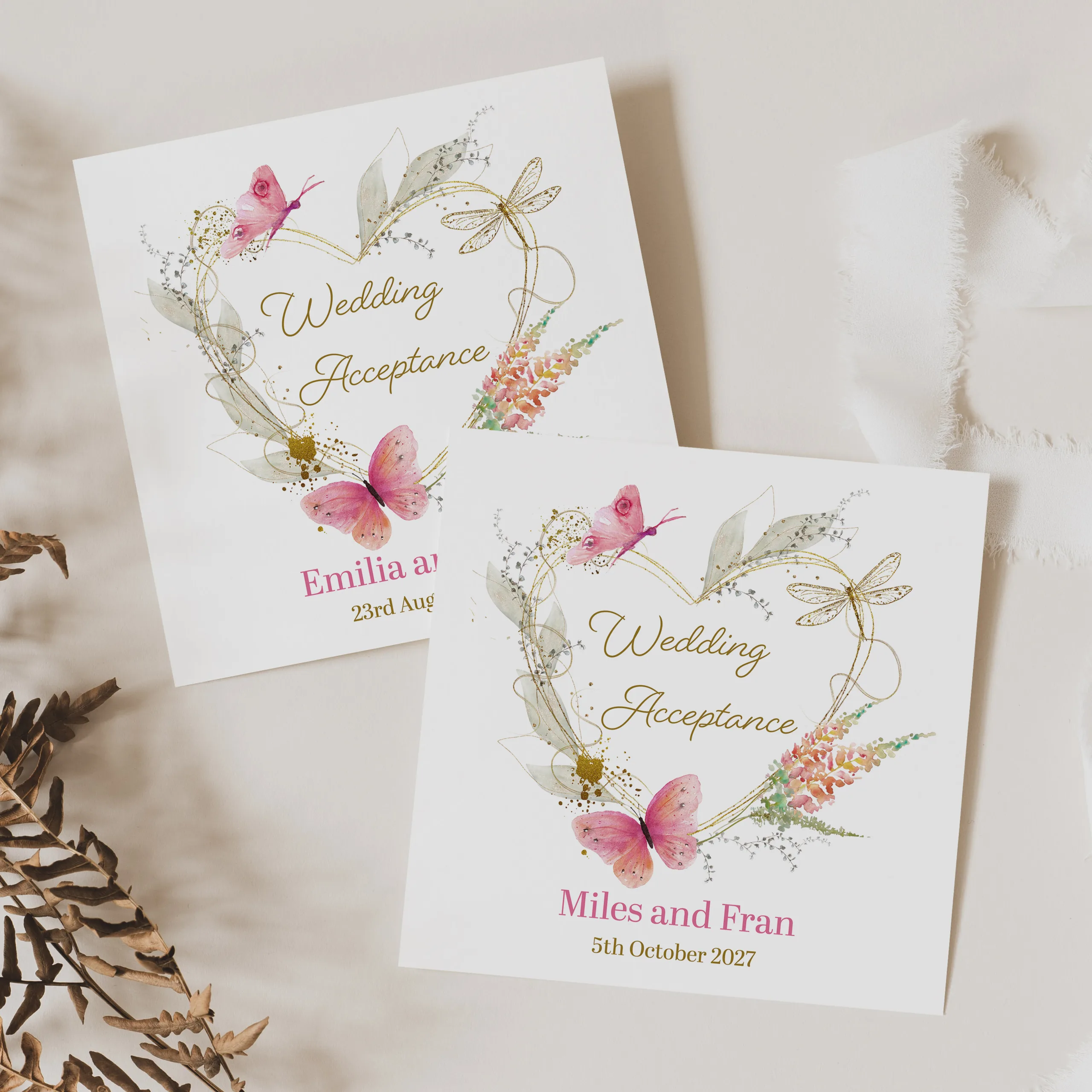 Personalised Wedding Acceptance Card