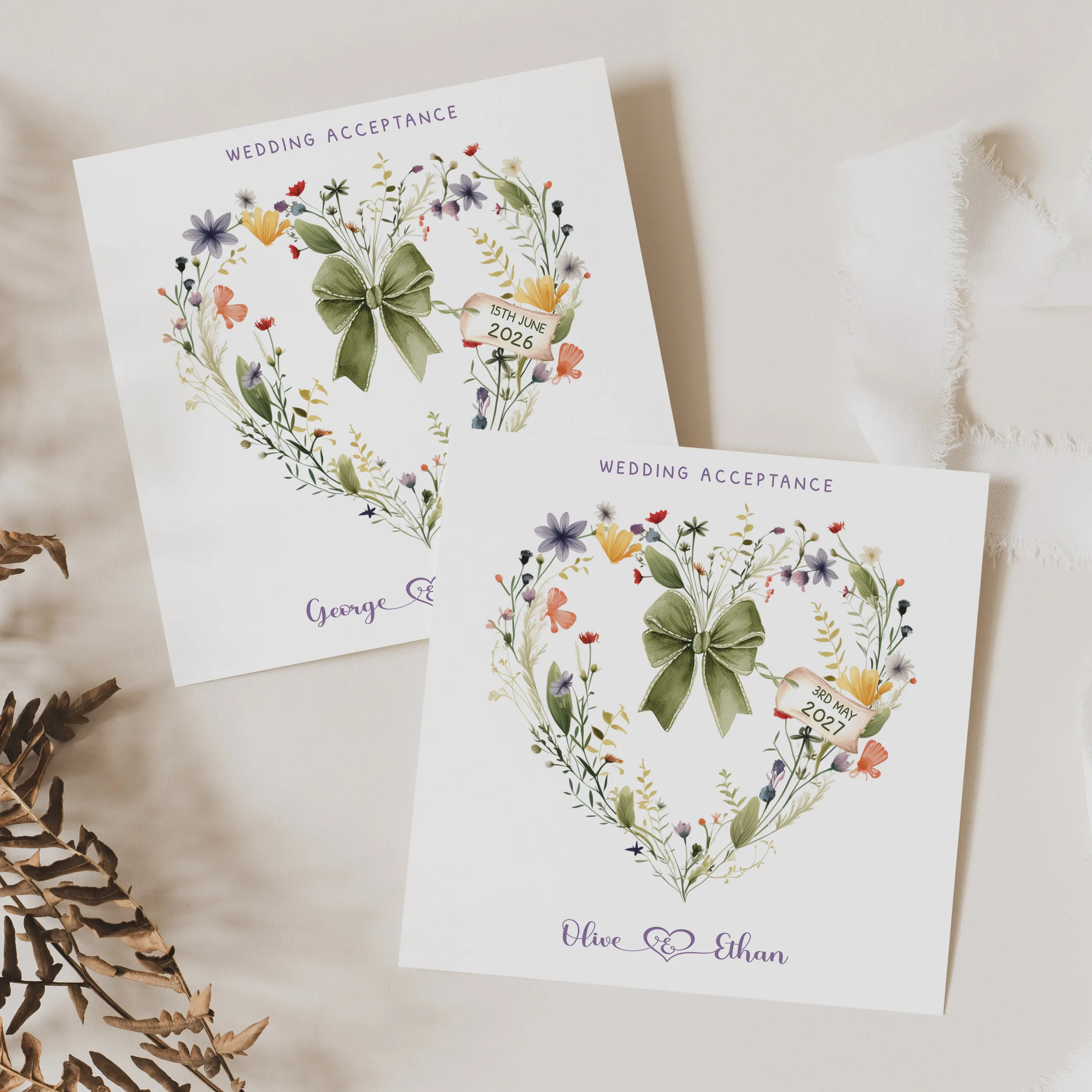 Personalised Wedding Acceptance Card