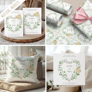 Personalised Sage Floral Wedding Card