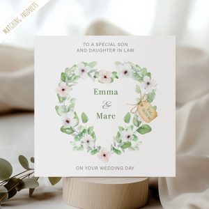 Personalised Sage Floral Wedding Card