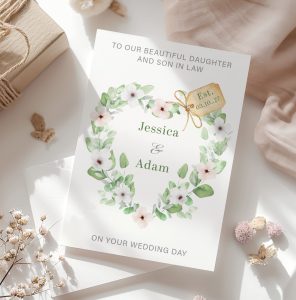 Personalised Sage Floral Wedding Card