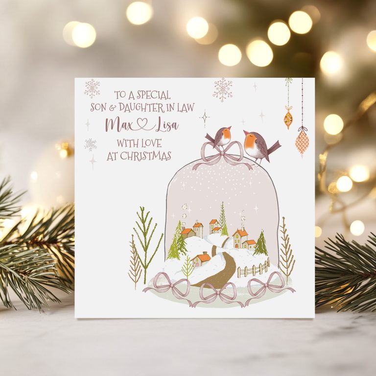 Handmade Christmas Card ‘Snow Globe Village’