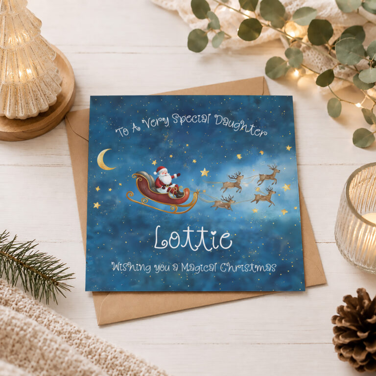 Personalised Santa & Reindeer Christmas Card for Children
