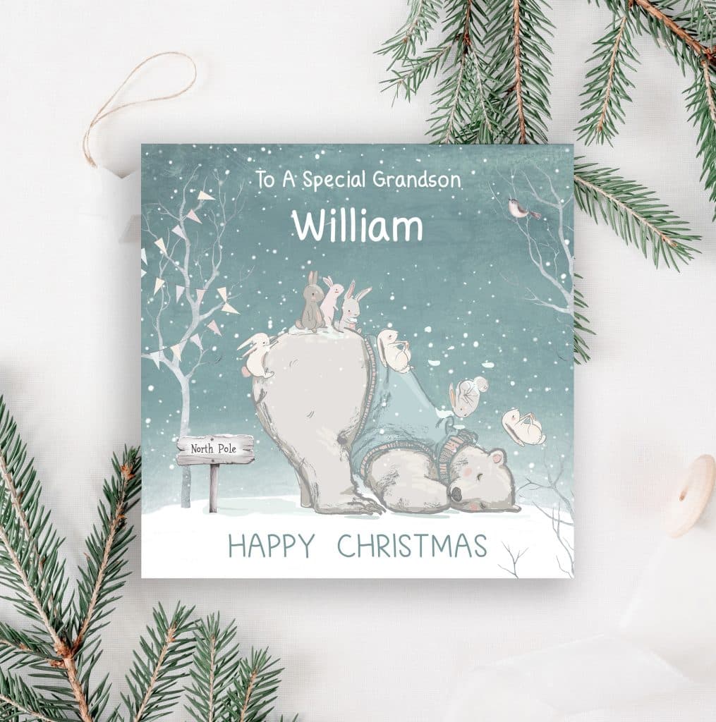Personalised Polar Bear Christmas Card - Kids Christmas CardsPink & Posh