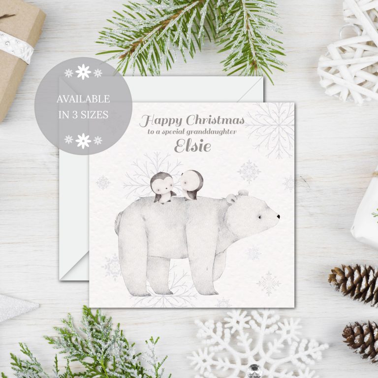 Personalised Christmas Card ‘Snow Polar Bear’
