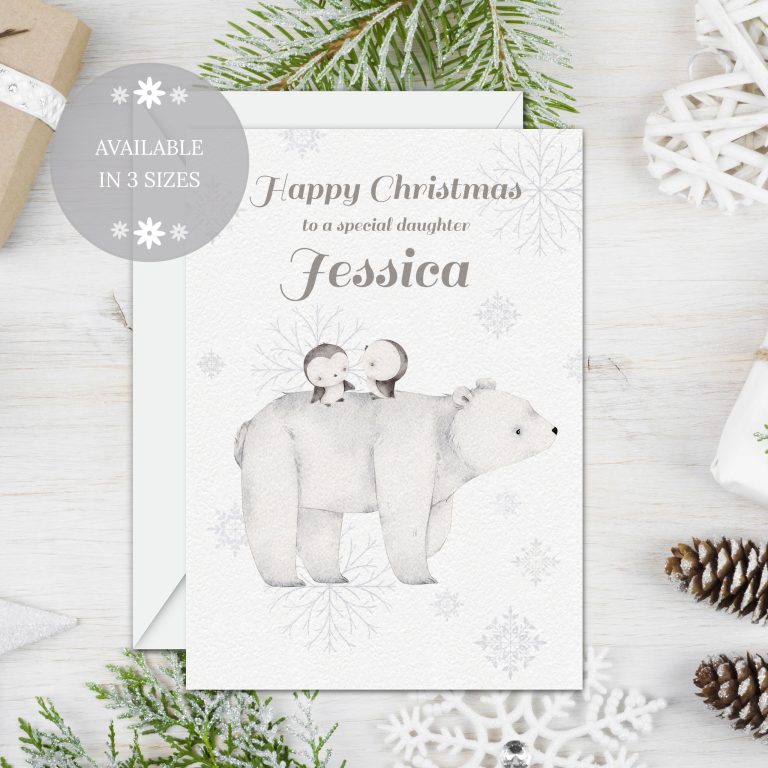 Personalised Christmas Card ‘Snow Polar Bear’