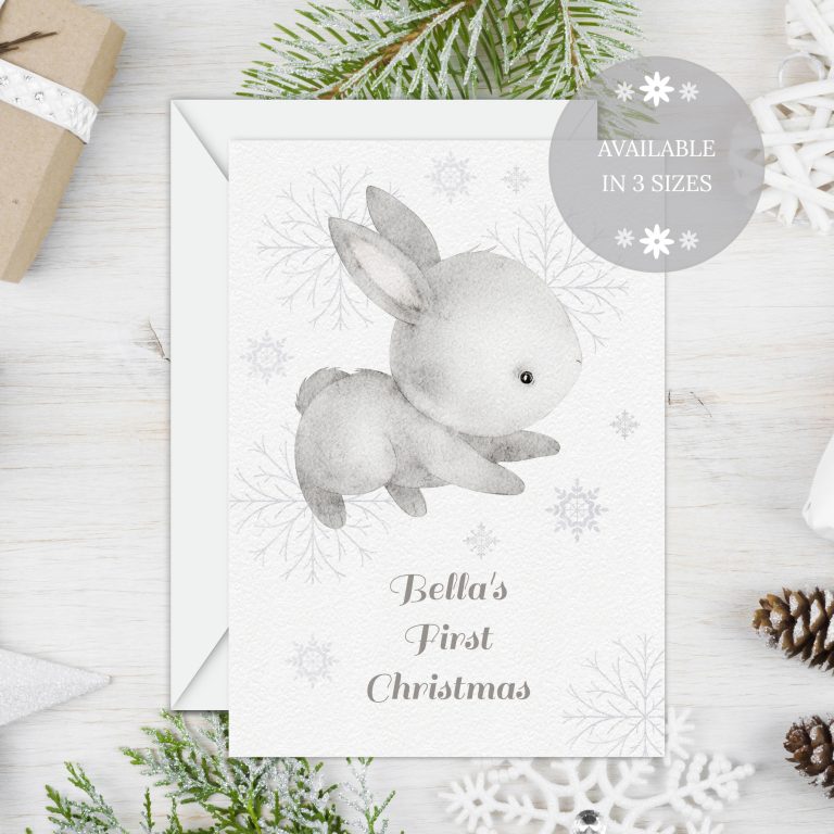 Personalised Christmas Card ‘Snow Bunny’