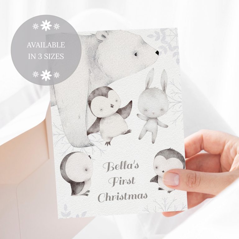 Handmade 1st Christmas Card ‘Woodland Snow’