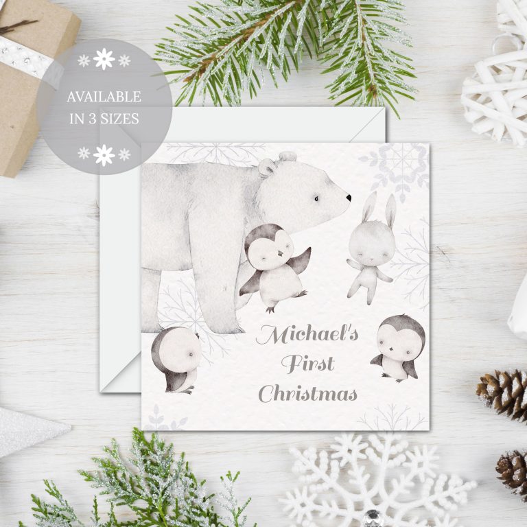 Handmade 1st Christmas Card ‘Woodland Snow’