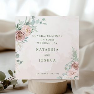 Personalised Beige Floral Wedding Card