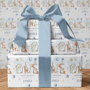 Personalised Birthday Woodland Wrapping Paper