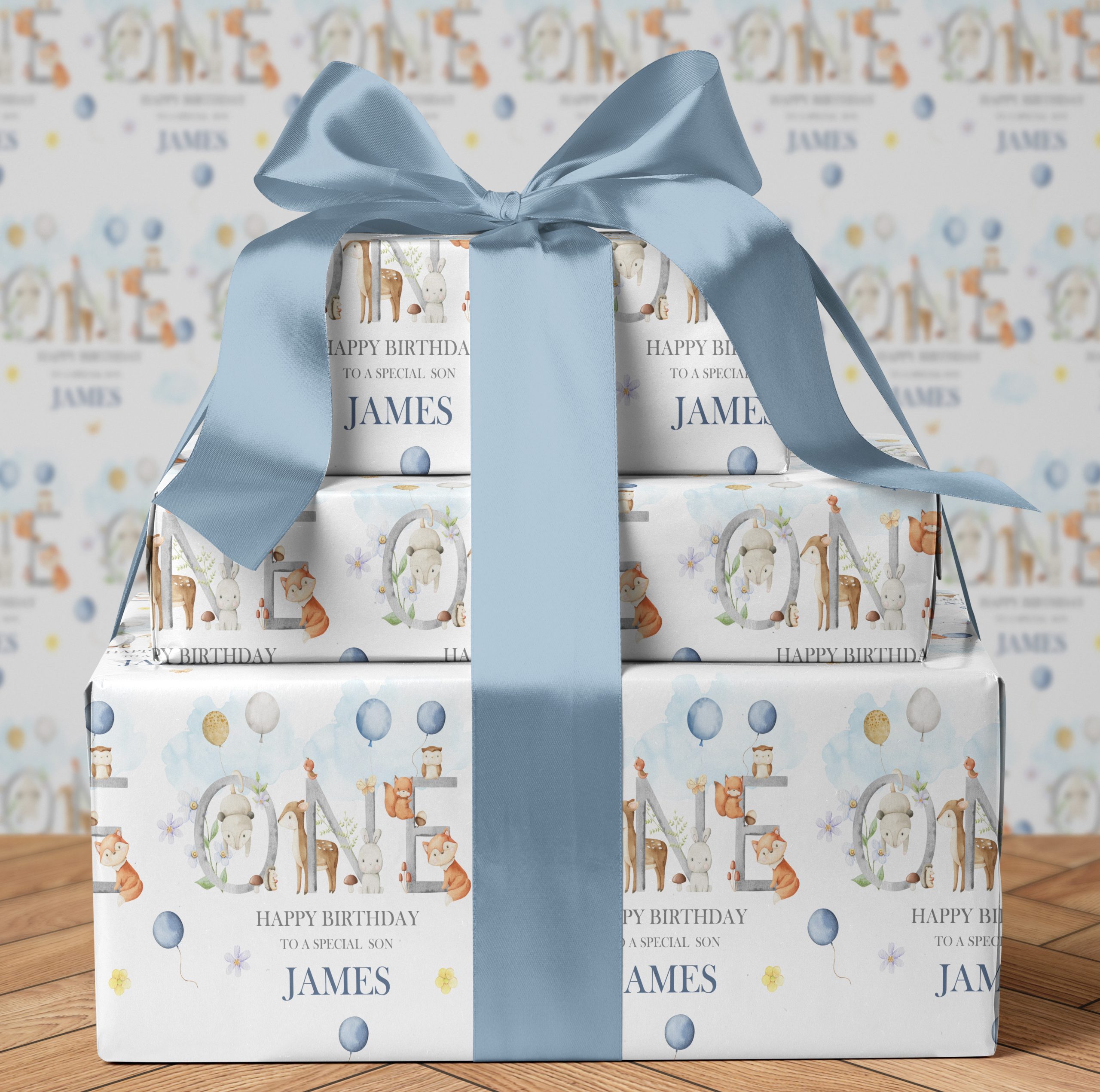 Personalised Birthday Woodland Wrapping Paper