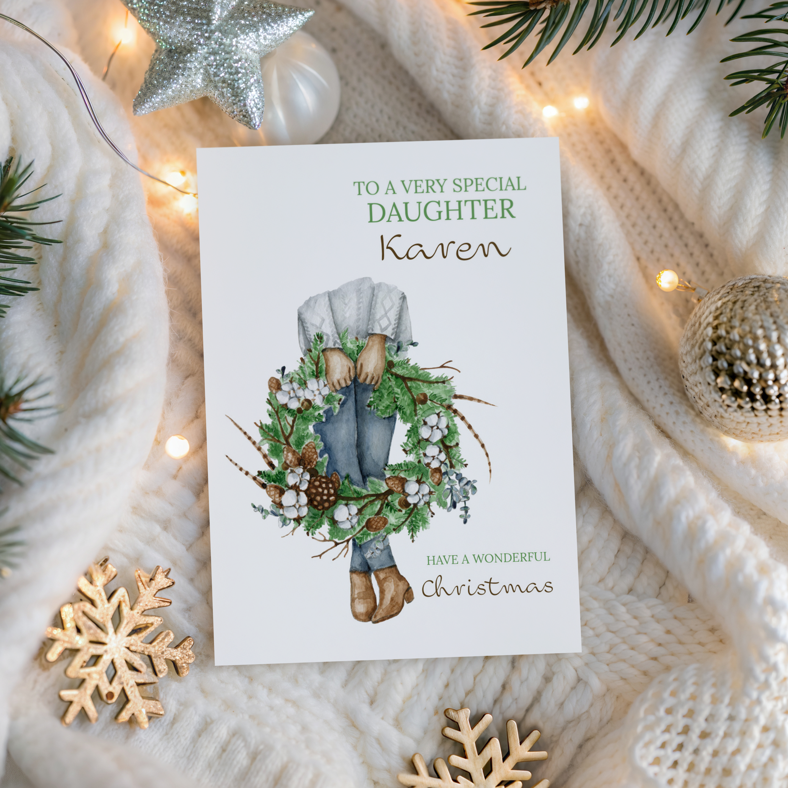Personalised Girls Christmas Card