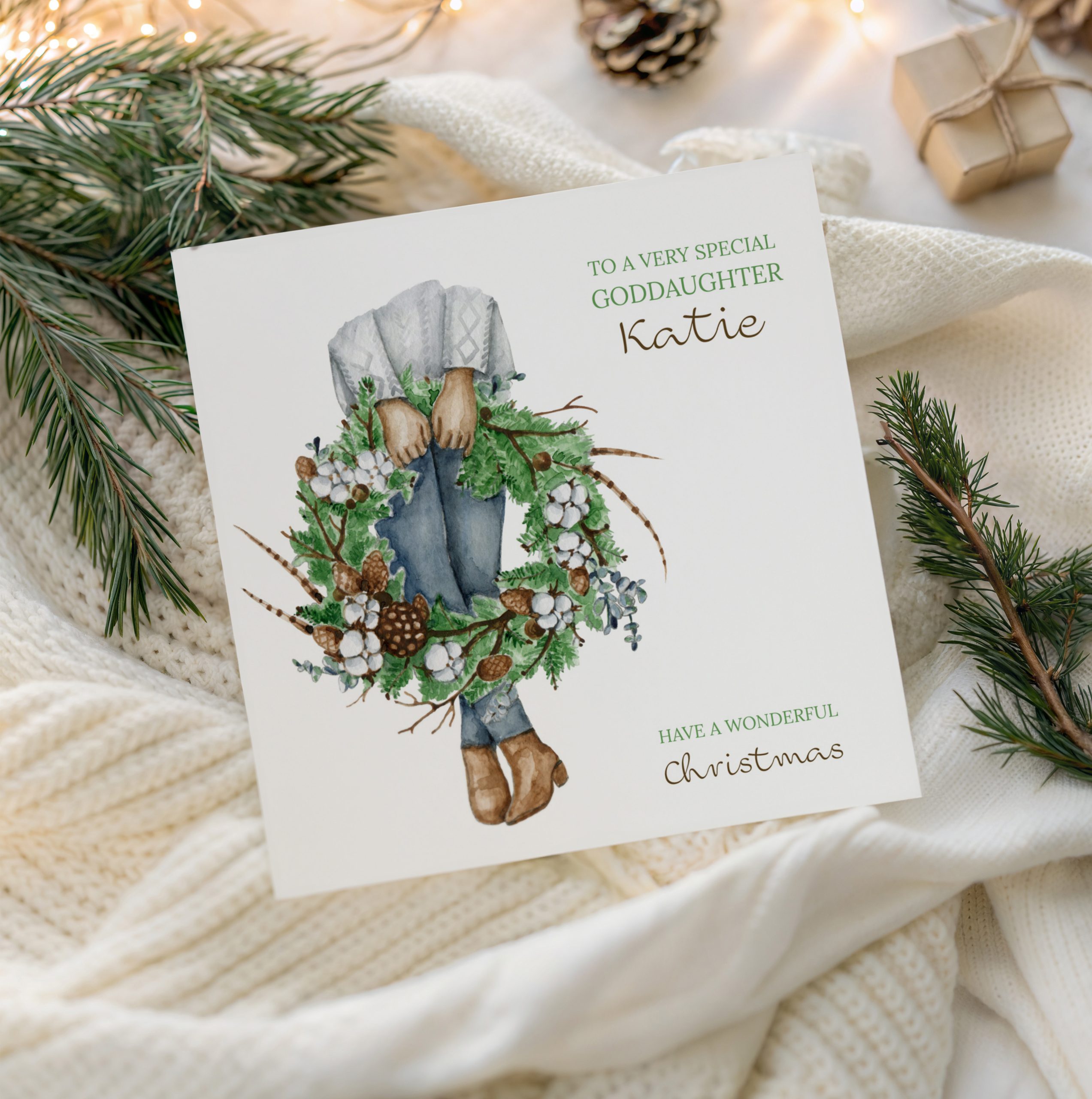 Personalised Girls Christmas Card