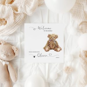 Personalised New Baby Teddy Card