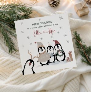 Personalised Penguin Christmas Card