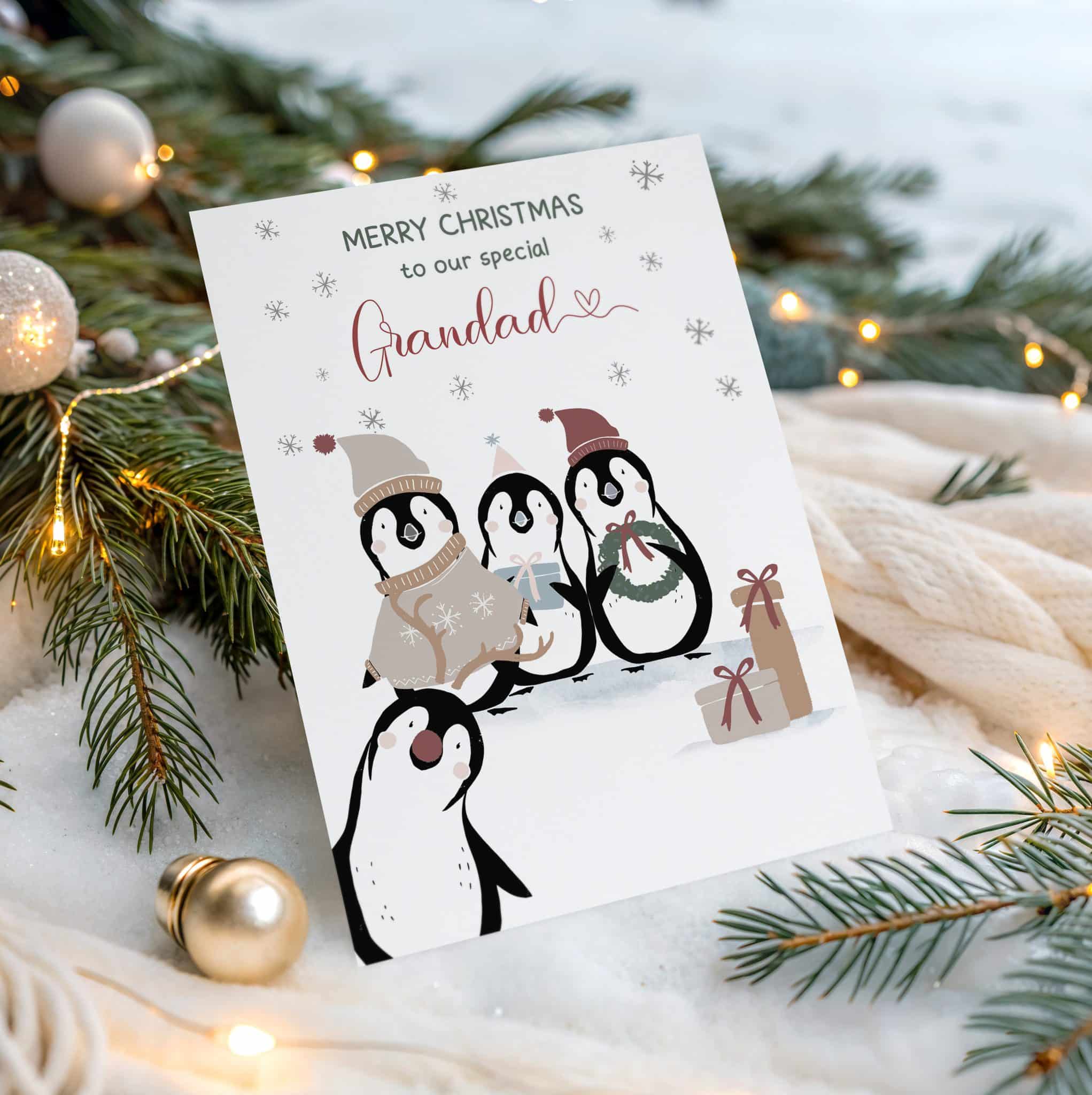 Personalised Penguin Christmas Card - Handmade CardsPink & Posh
