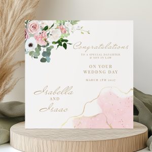 Personalised Pink Marble Wedding Card