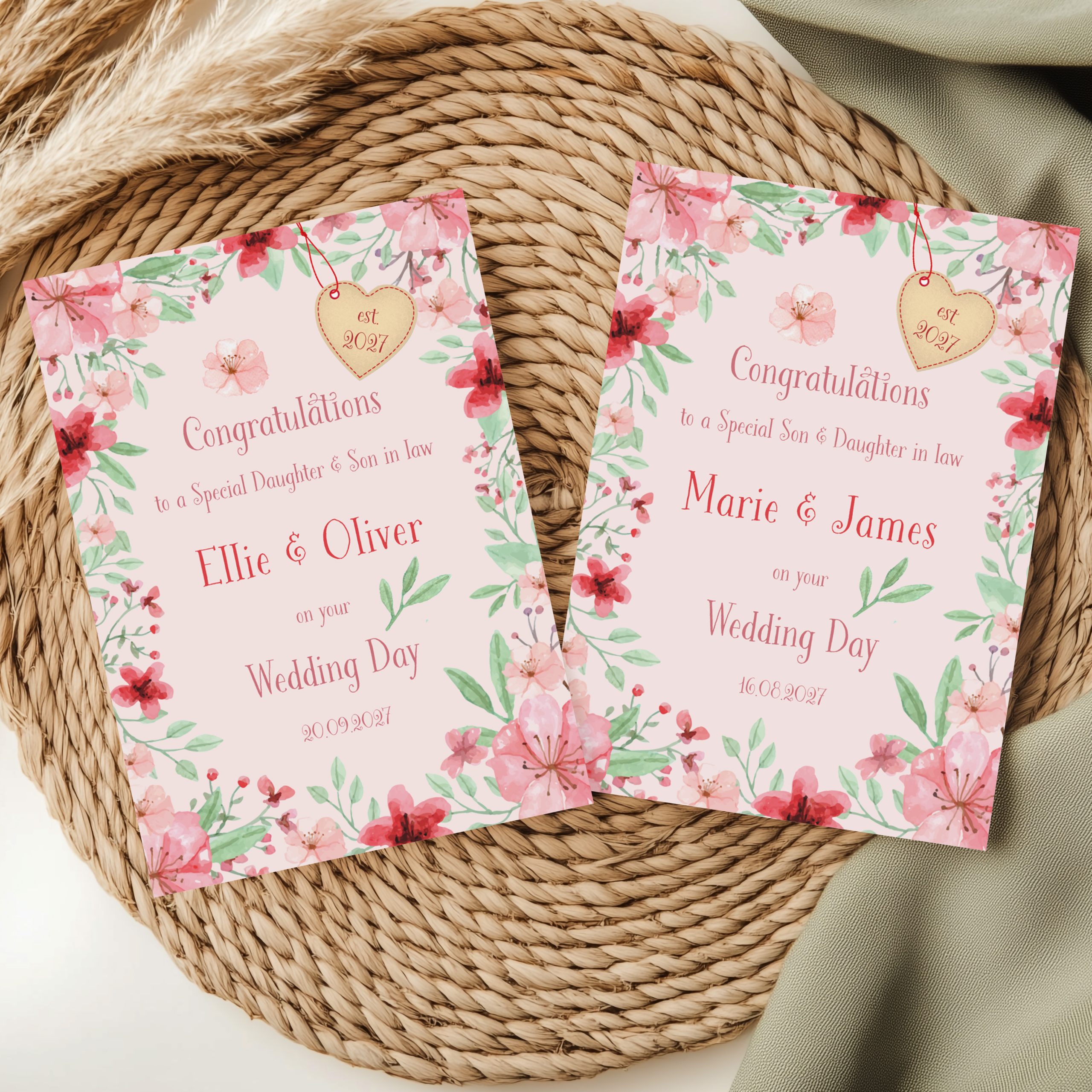 Personalised Wedding Florals Wedding Card