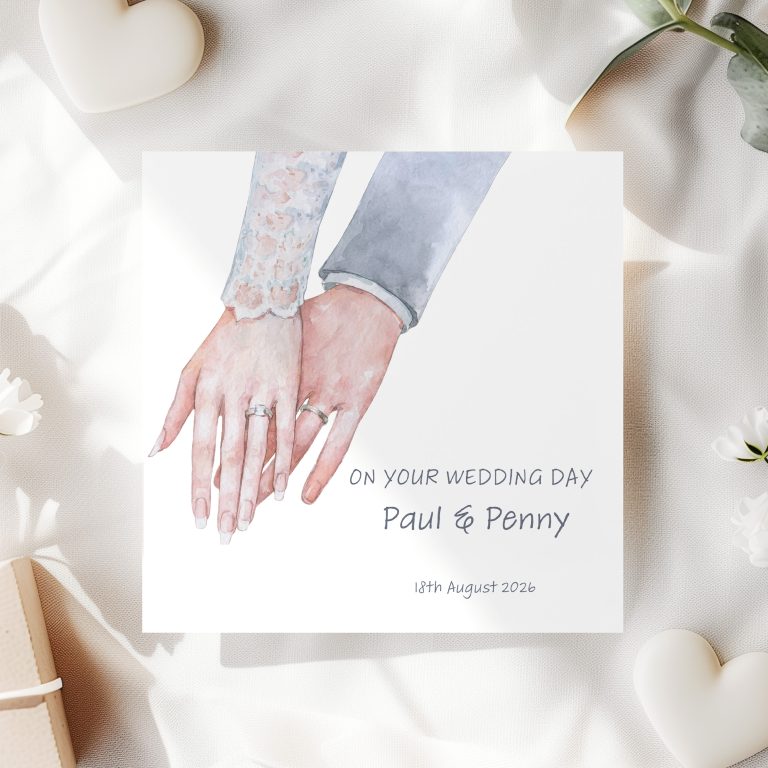 Handmade Personalised Wedding Card ‘Wedding Rings’