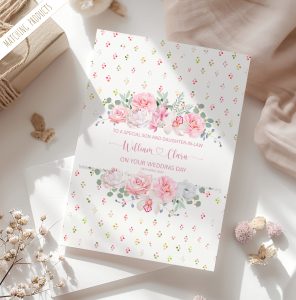 Personalised Pink Floral Wedding Card
