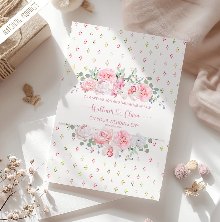 Handmade Personalised Wedding Card ‘Roses’