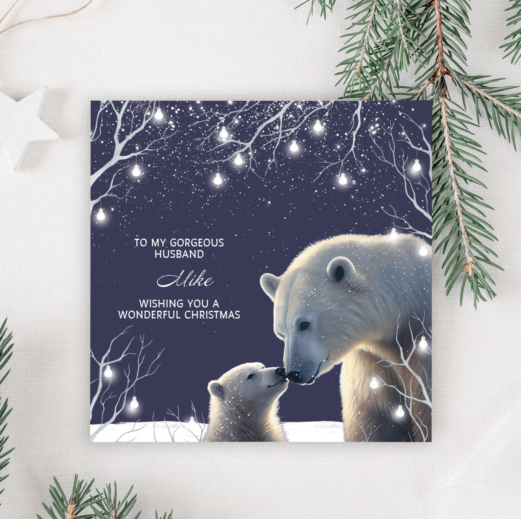 Polar Bear Christmas Card for Husband