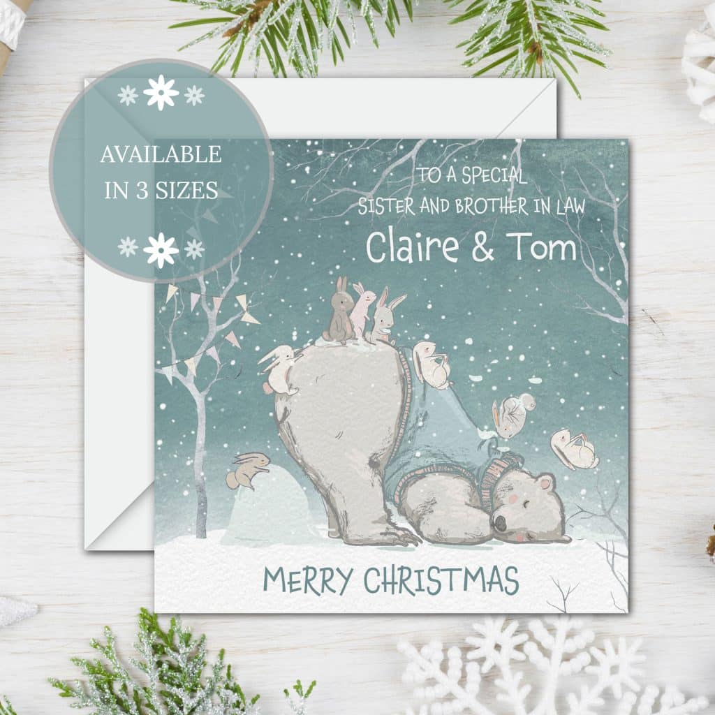 Handmade Christmas Card 'Polar Bear and Rabbits' - Handmade Cards -Pink ...