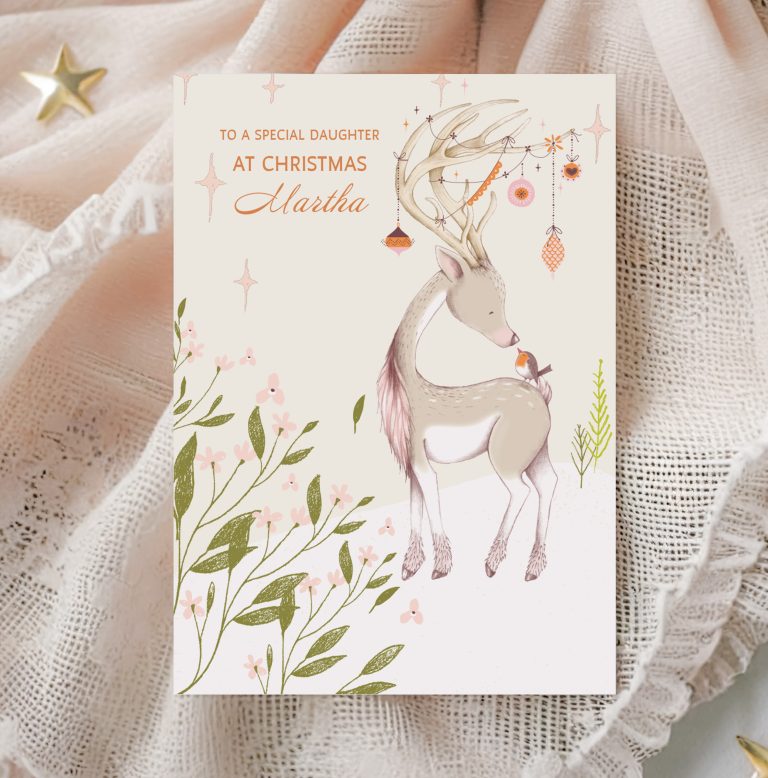 Handmade Christmas Card ‘Festive Deer’