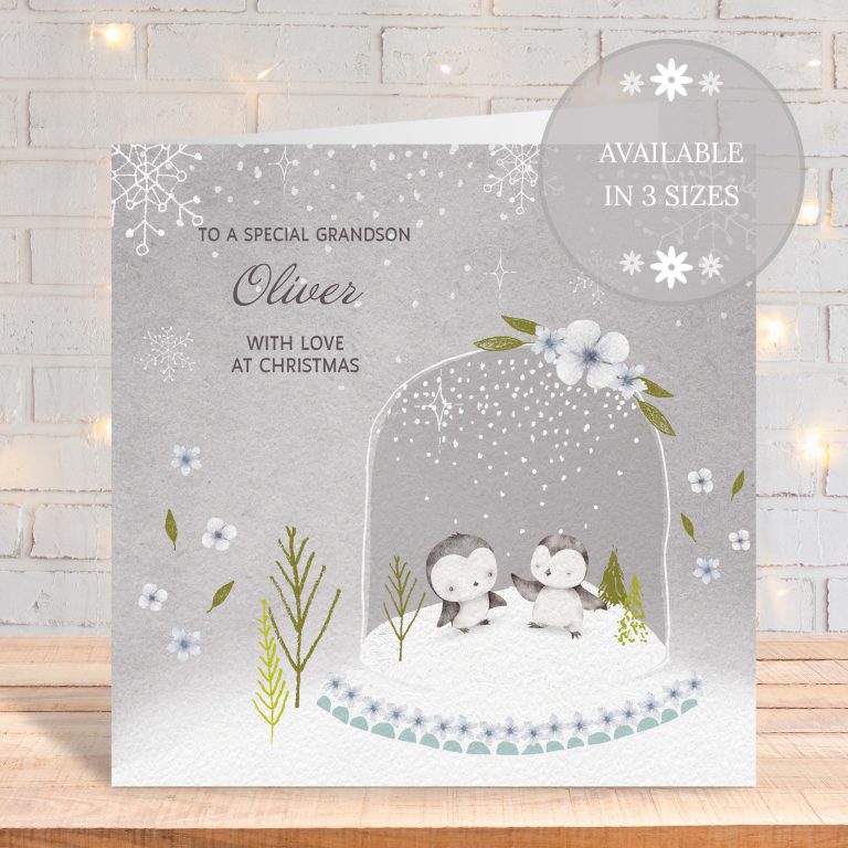 Handmade Christmas Card ‘Penguin Snow Globe’