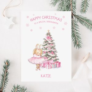Girls Personalised Pink Ballerina Christmas Gift Wrapping Paper