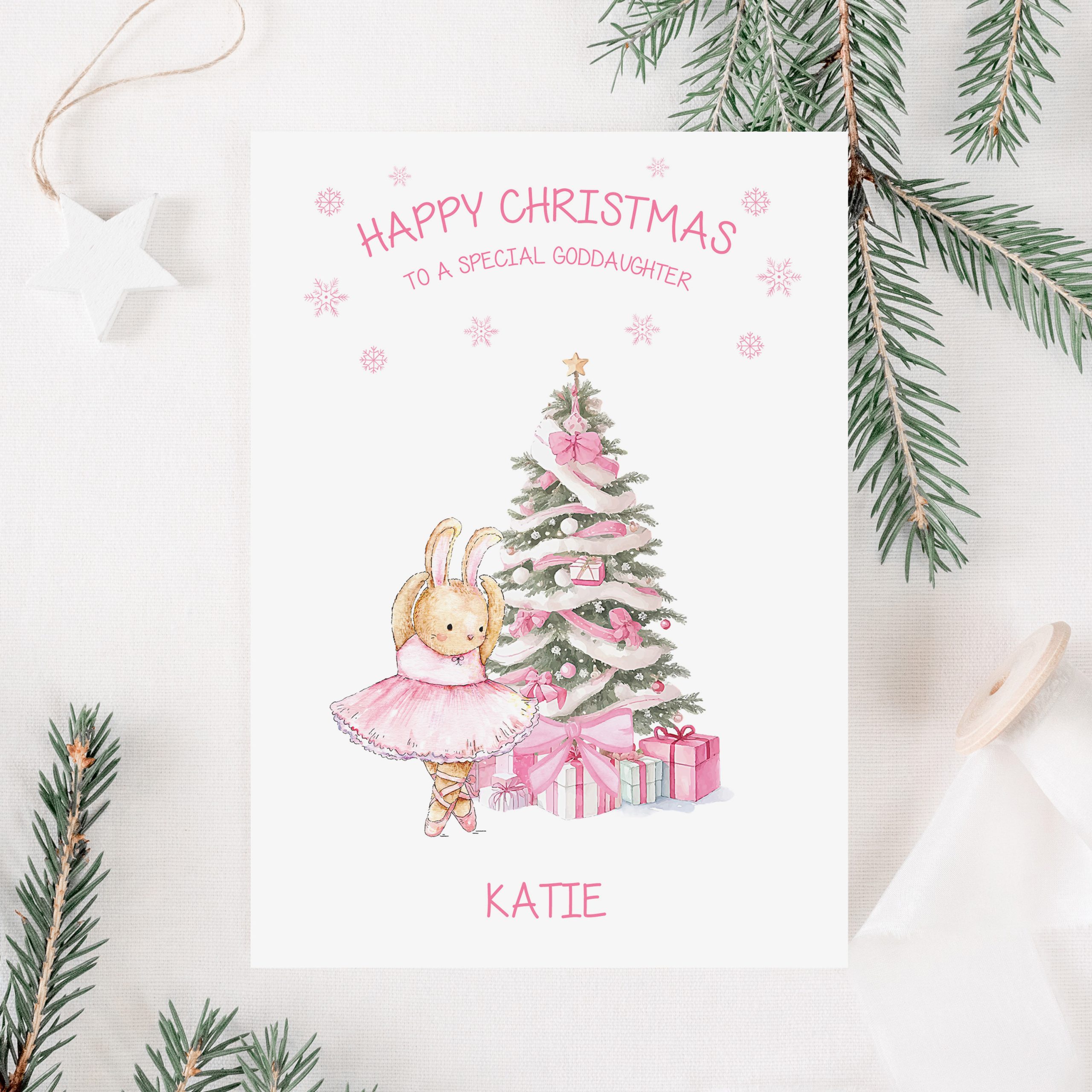 Girls Personalised Pink Ballerina Christmas Gift Wrapping Paper