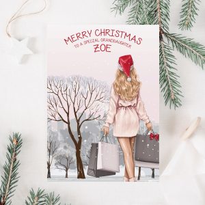 Girls personalised Christmas Card