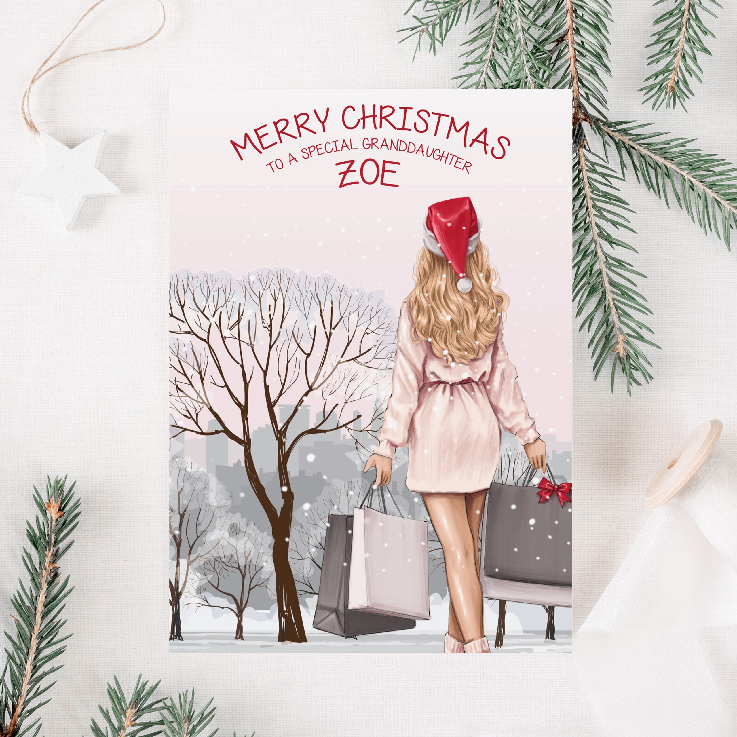 Girls personalised Christmas Card