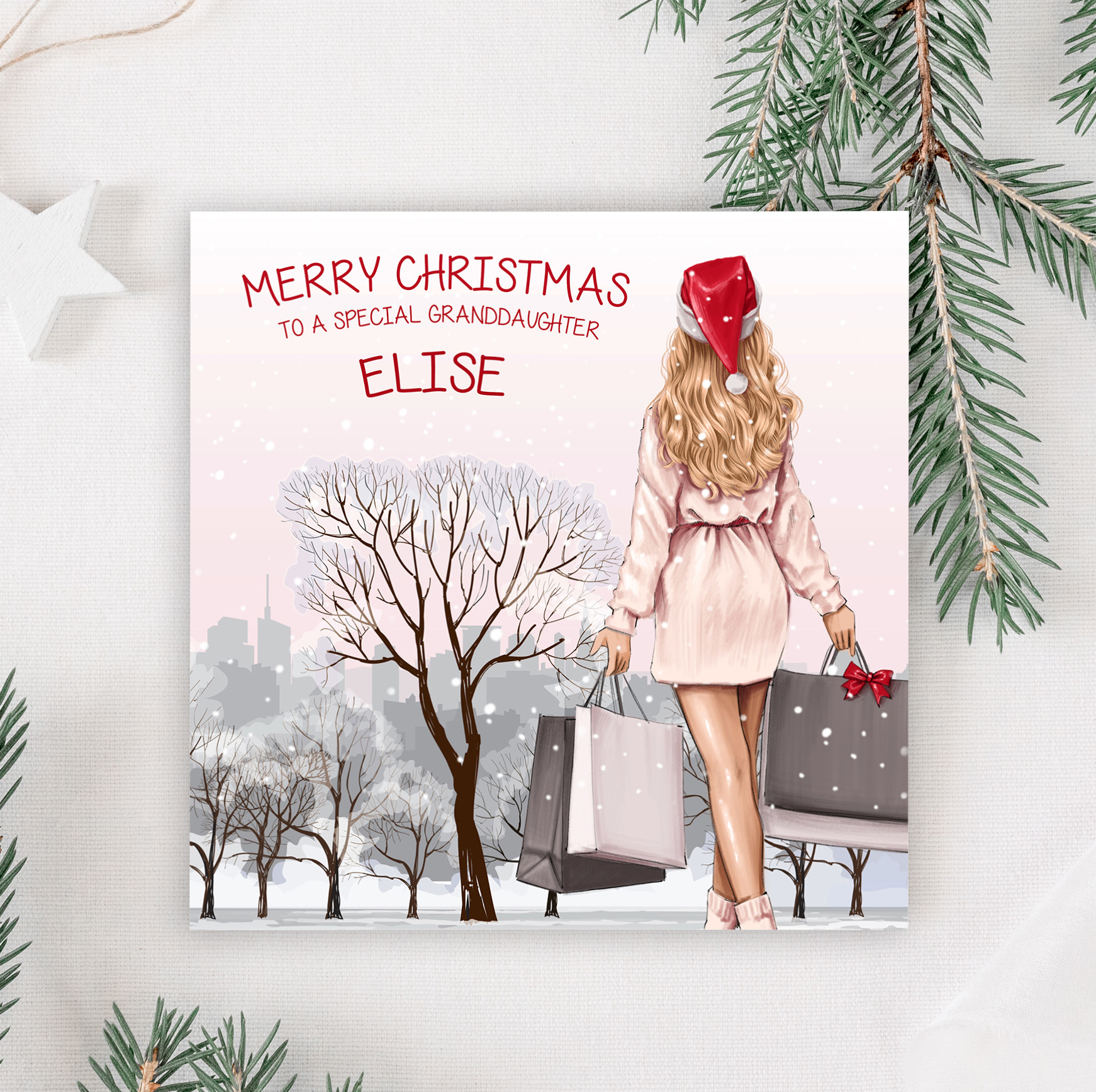Girls personalised Christmas Card
