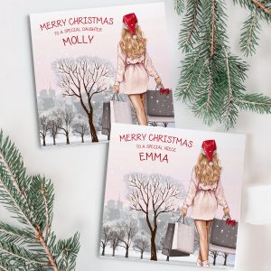 Girls personalised Christmas Card