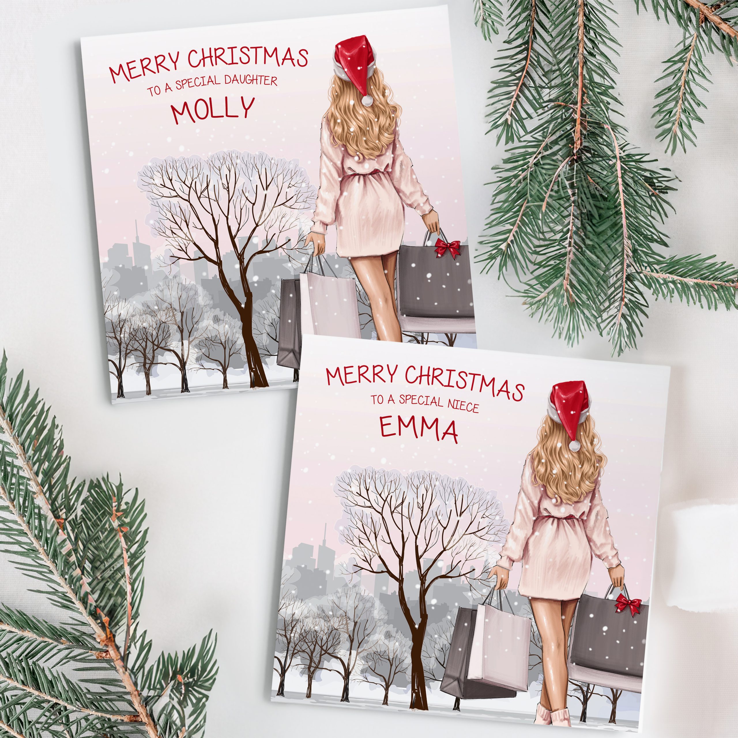 Girls personalised Christmas Card