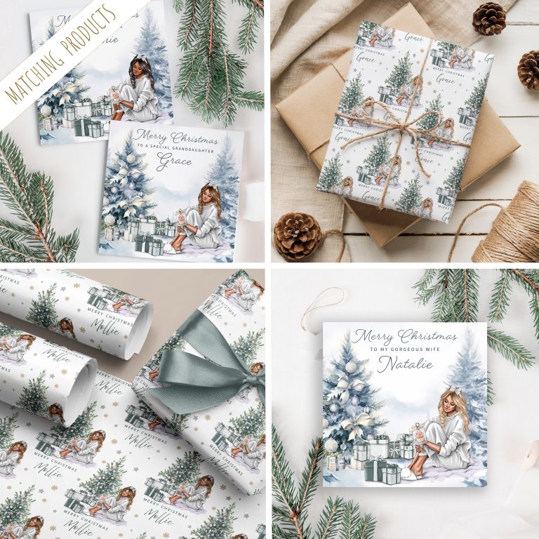 Personalised Christmas Wrapping Paper ‘Silver Tree’