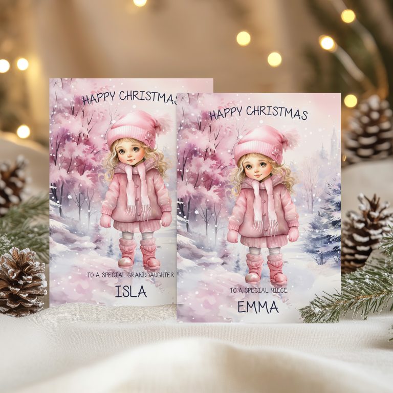 Handmade Christmas Card ‘Pink Christmas’