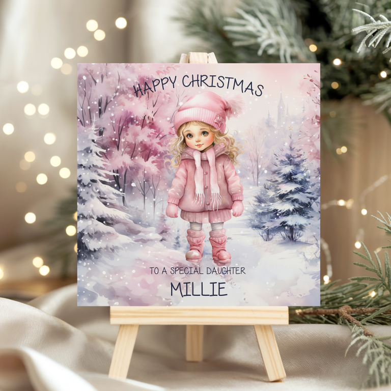 Handmade Christmas Card ‘Pink Christmas’