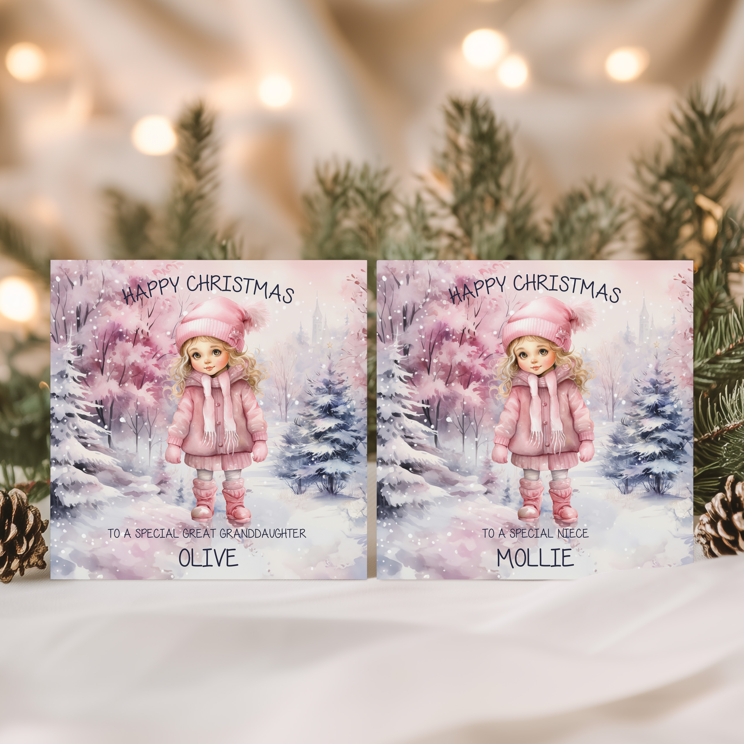 Personalised girls Christmas Card