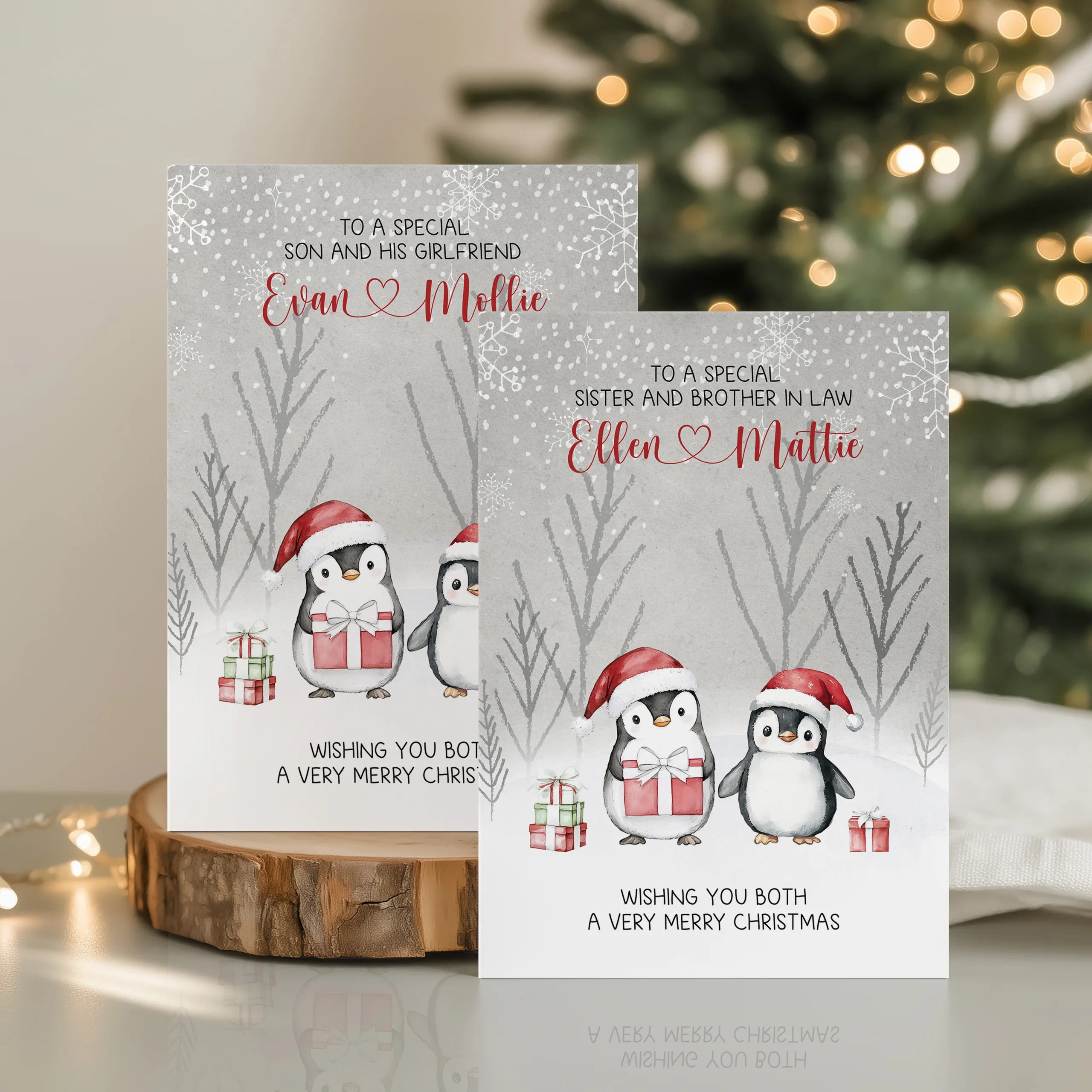 Personalised Christmas Penguin Card