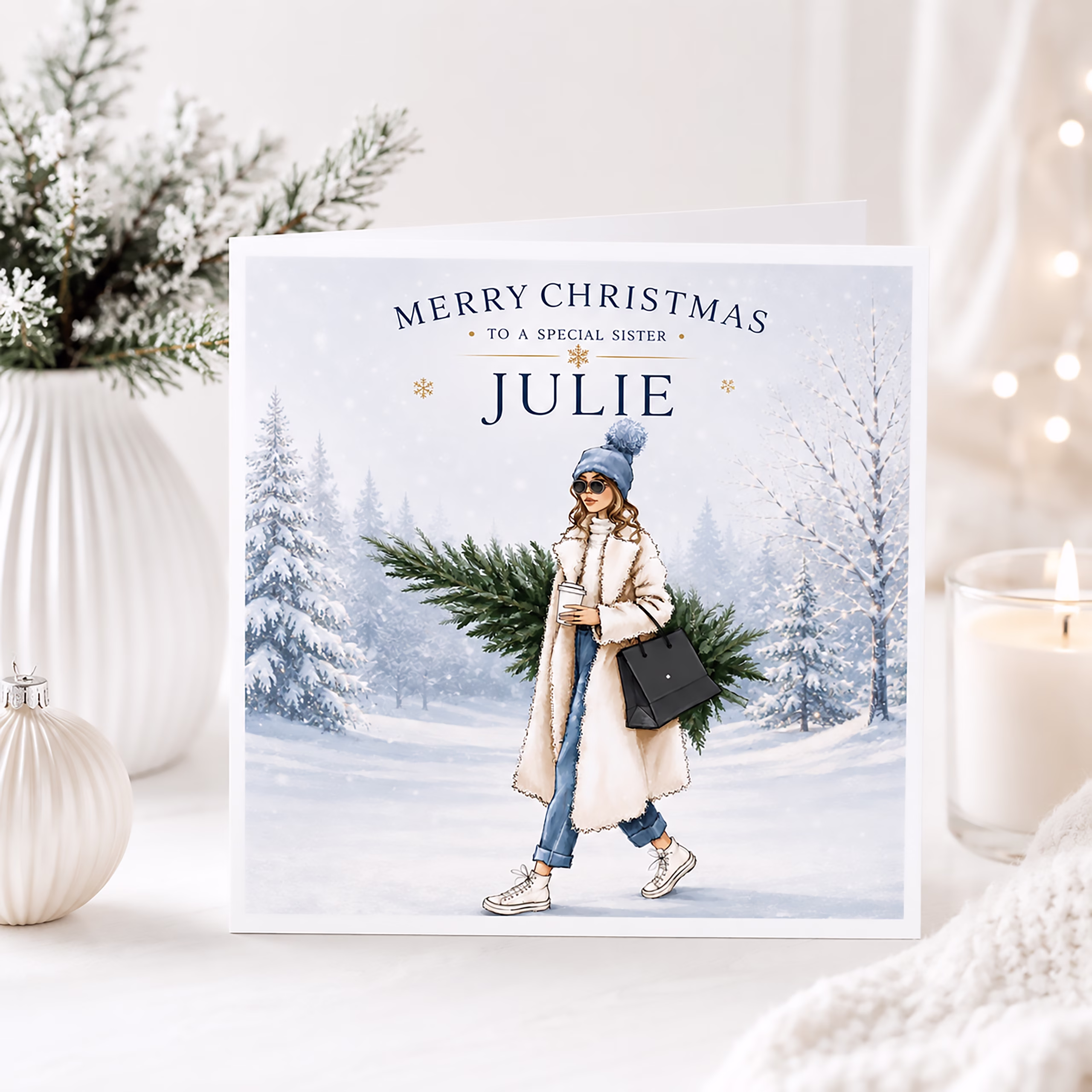 Personalised Girls Christmas Card