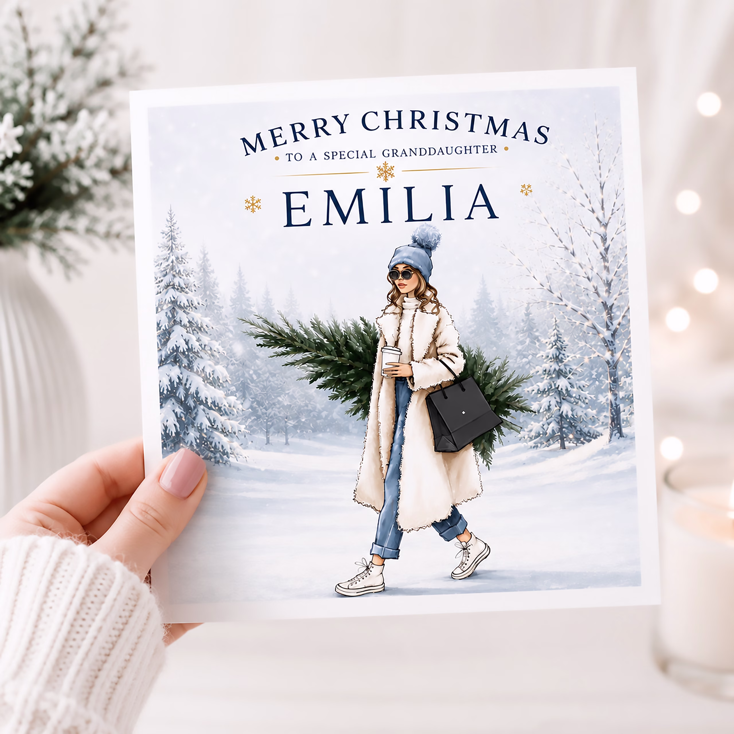 Personalised Girls Christmas Card