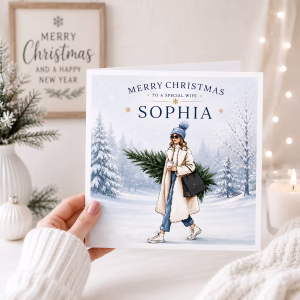 Personalised Girls Christmas Card