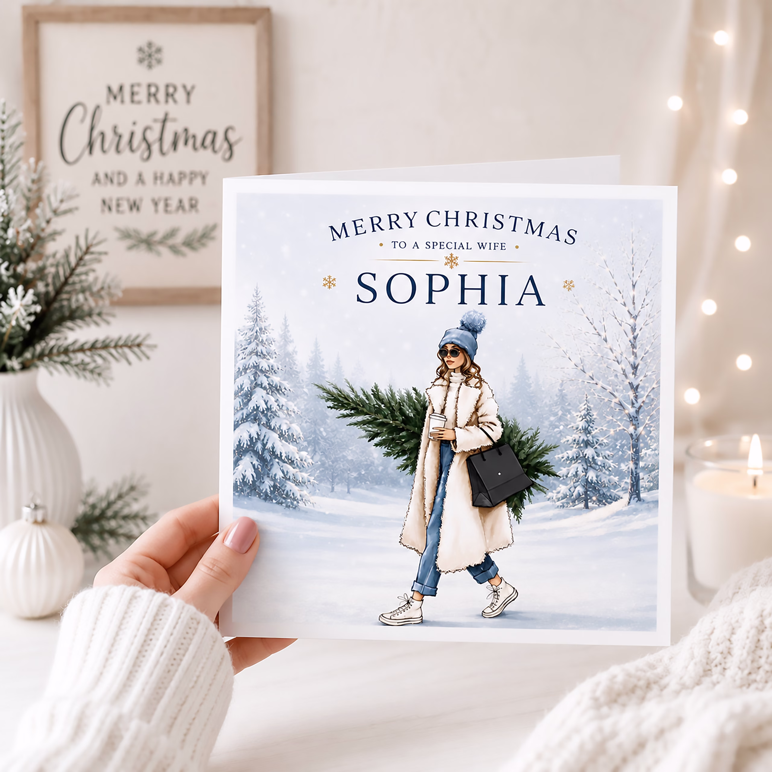Personalised Girls Christmas Card